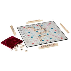 Hasbro Gaming Scrabble 1949 edition wooden racks organize tiles for quick, efficient play.