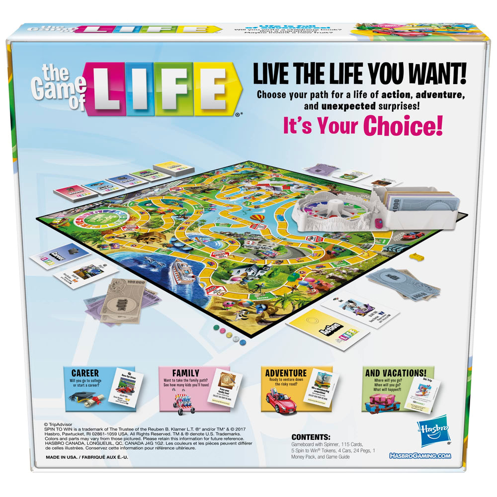 Hasbro Gaming The Game of Life showing 31 career cards for endless path options