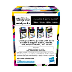 Hasbro Gaming Trivial Pursuit Mini Pack four-decade set boosts party entertainment.