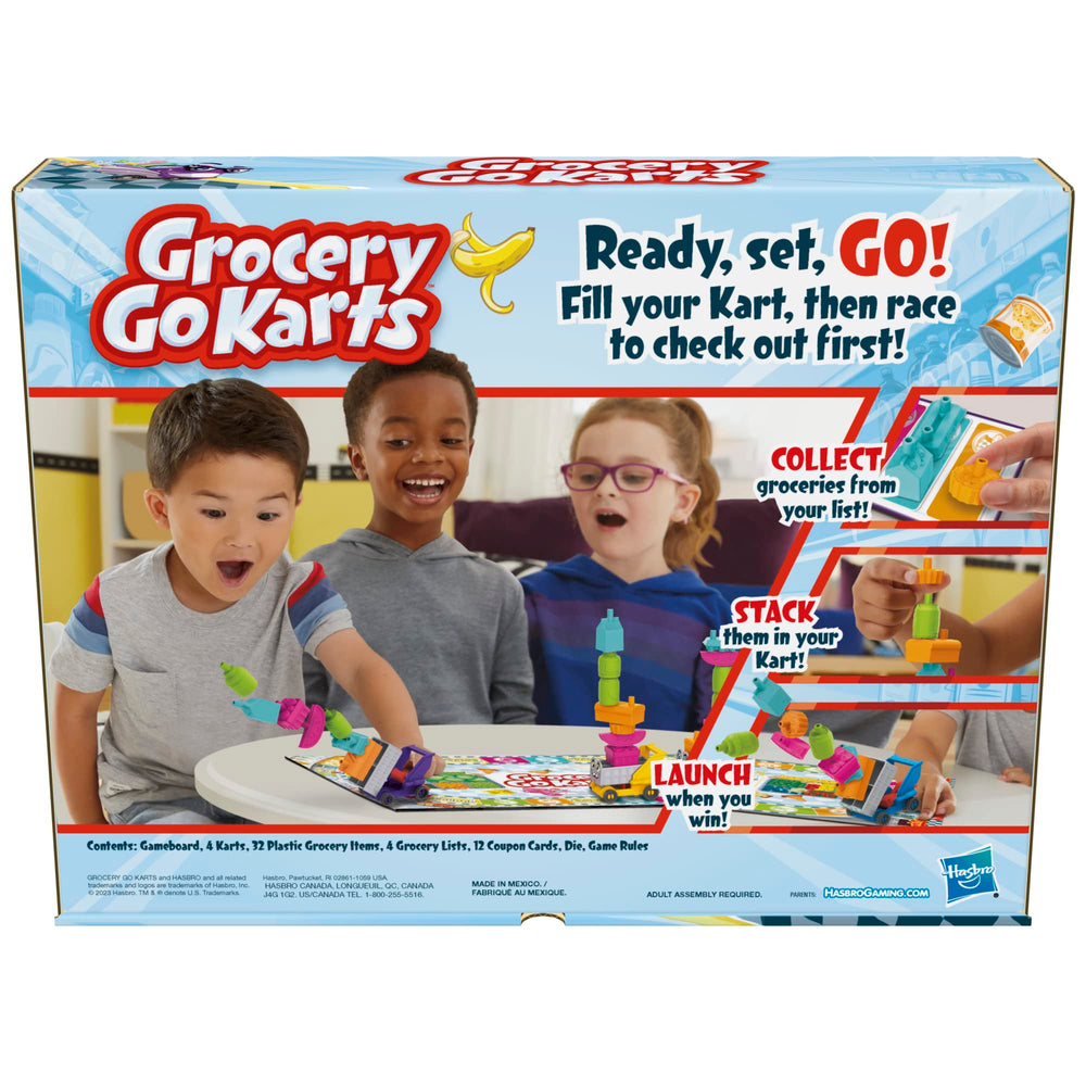 Hasbro Grocery Go Karts launcher close-up, perfect for celebratory moments after a win.