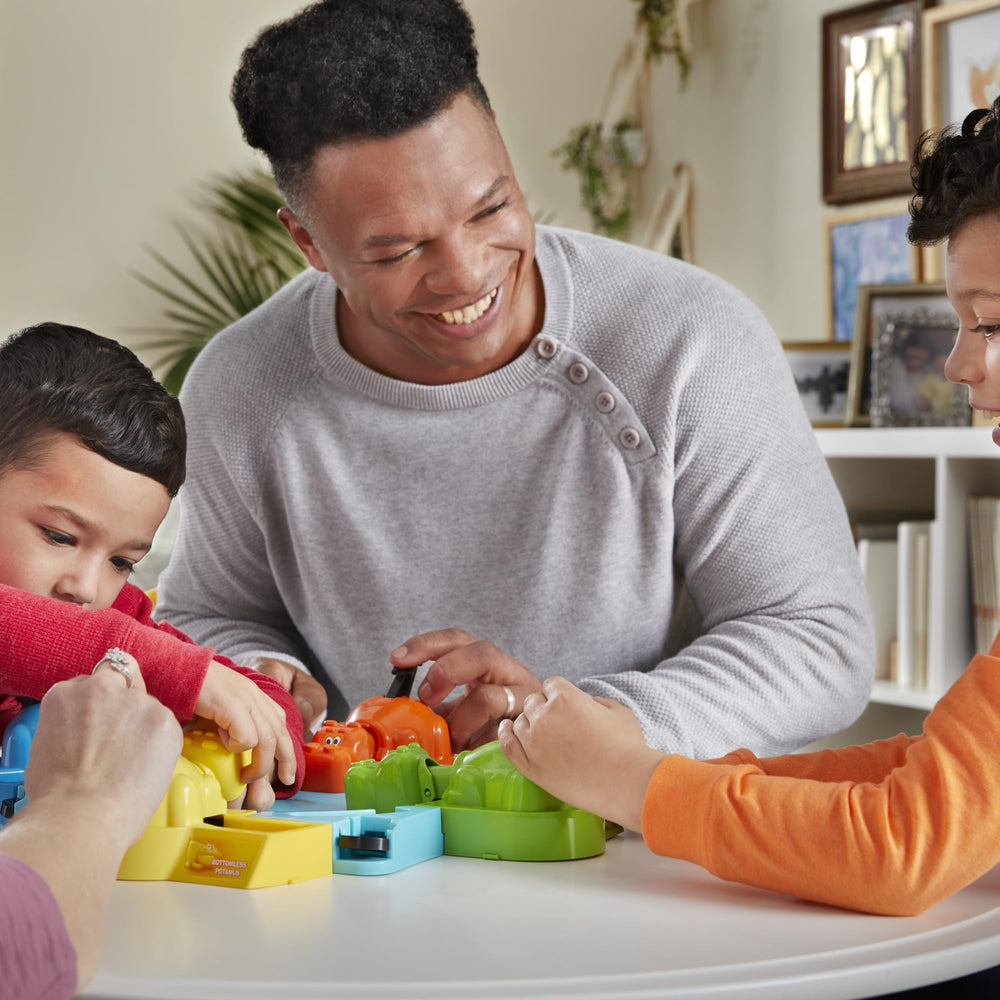 Hasbro Hungry Hungry Hippos family game night vibe for kids.