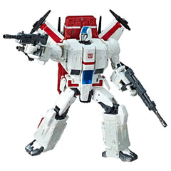 Hasbro Jetfire robot-to-jet mode showcases the 11-inch figure in flight-ready pose.