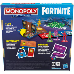 Hasbro Monopoly Flip Edition Fortnite island tiles flipping to reveal hazards.