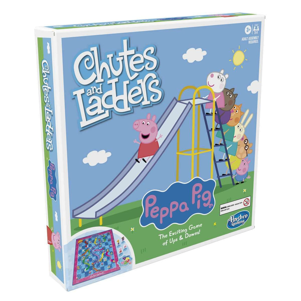 Hasbro Peppa Pig Edition Chutes and Ladders board on table for family play