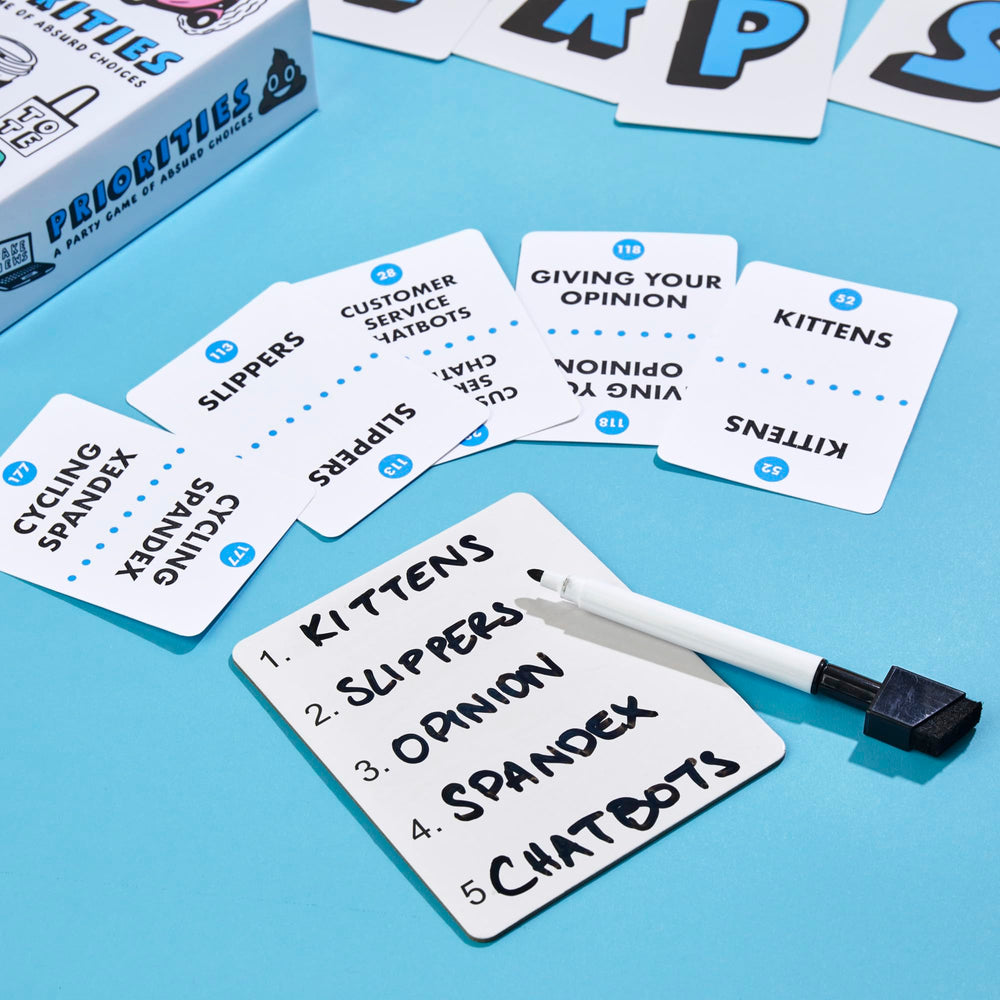 Hasbro Priorities game teen and adult friendly for gatherings.