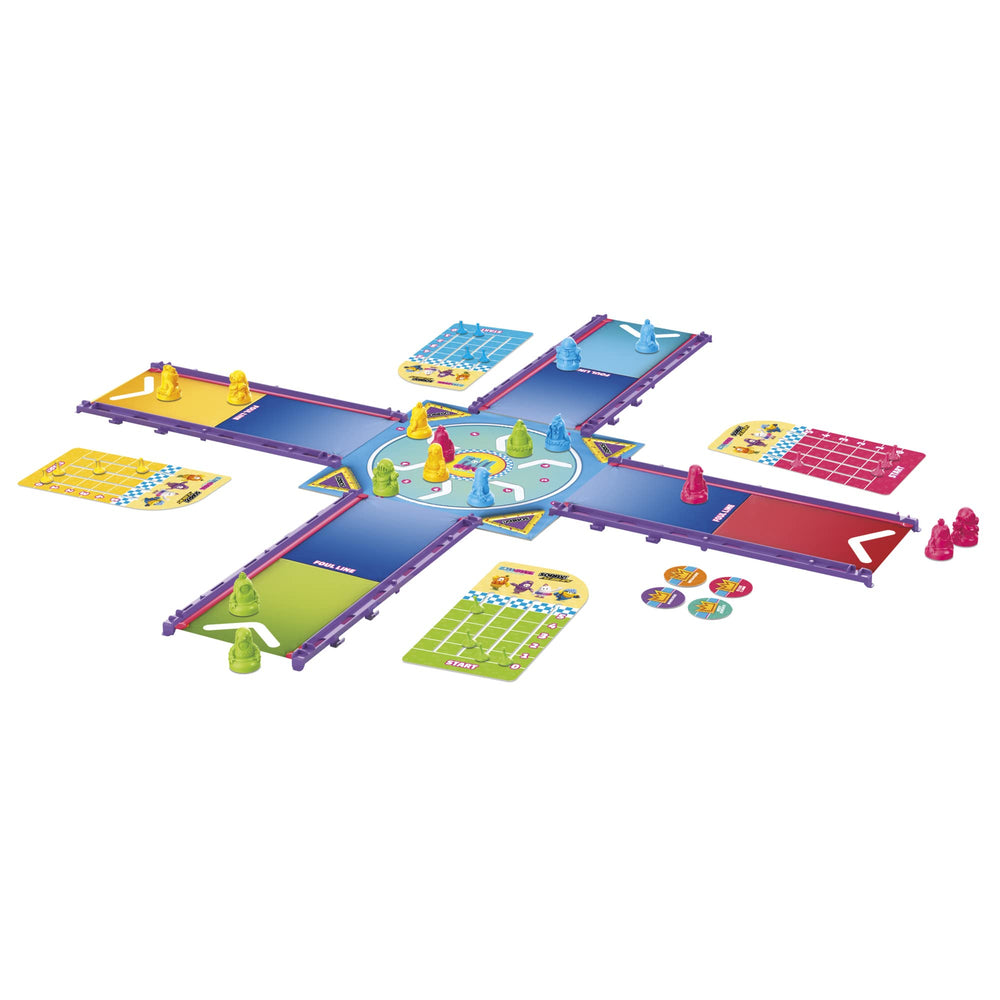 Hasbro Gaming Sorry! Sliders game boards and modular sections set up in four play modes.