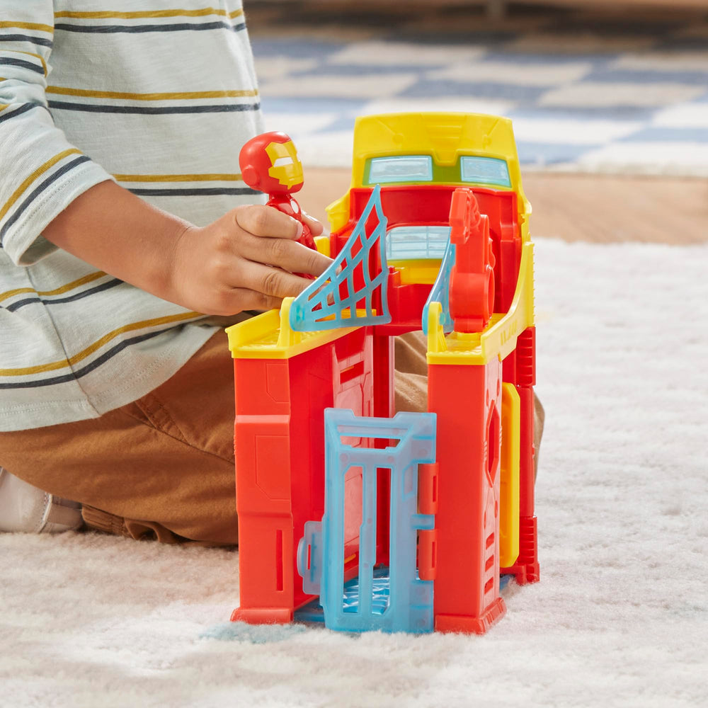 Hasbro Spidey Stark Tower promotes imaginative, collaborative pretend play.