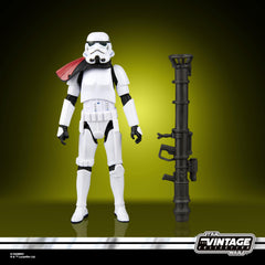 Hasbro STAR WARS Vintage rocket-launcher trooper side view highlights silhouette.