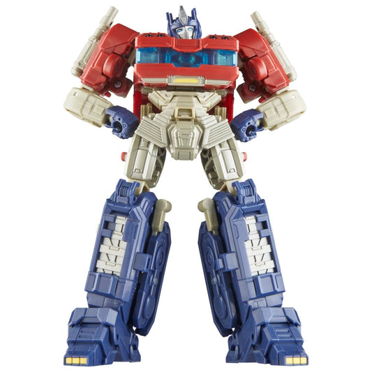 Hasbro Transformers Studio Series Deluxe Optimus Prime in robot mode with detailed articulation for dynamic posing.