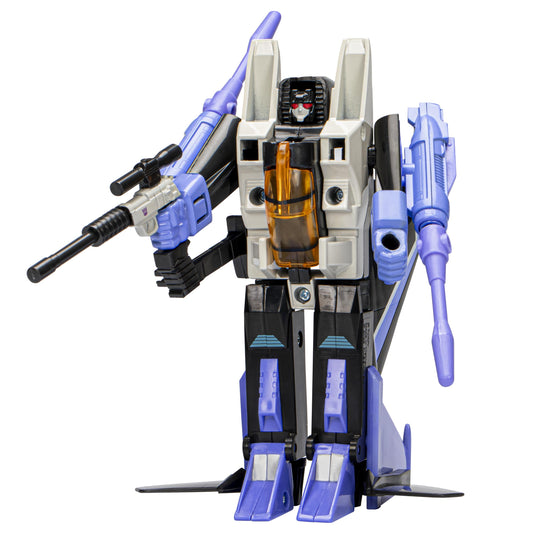 Hasbro Transformers Skywarp jet-to-robot conversion for display and collection.