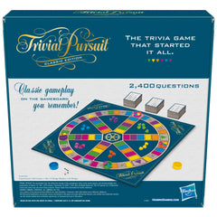 Hasbro Trivial Pursuit playing pieces prepared for quick setup.