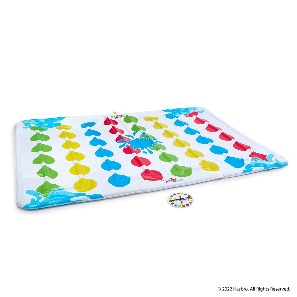 Hasbro Twister Ultimate Splash contents include mat, spinner, and quick-start guide.