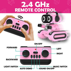 Hasviey pink robot toy LED eyes in dance mode for music moments
