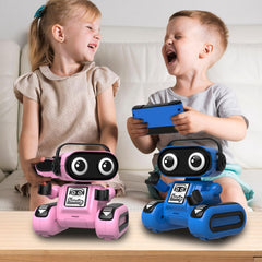 Hasviey pink robot toy wheels showing 360-degree rotation capability