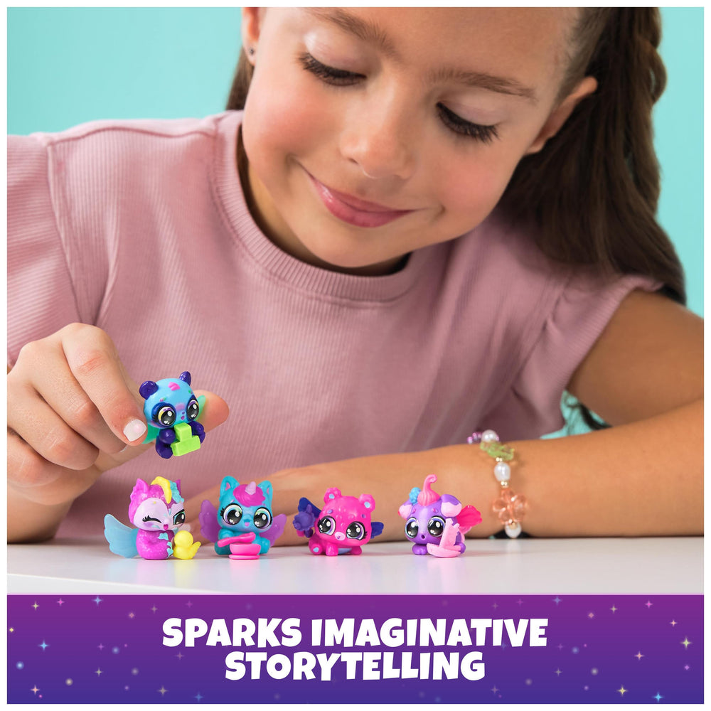 Hatchimals Alive Neon Rainbow Carton nurturing accessories like rattle and blocks.