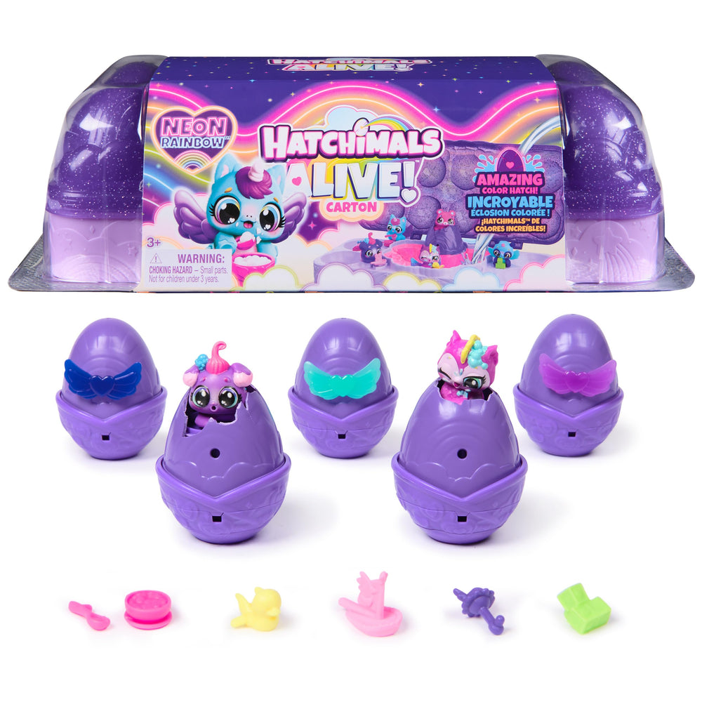 Hatchimals Alive Neon Rainbow Carton cover with sparkling lid for exciting unboxing.