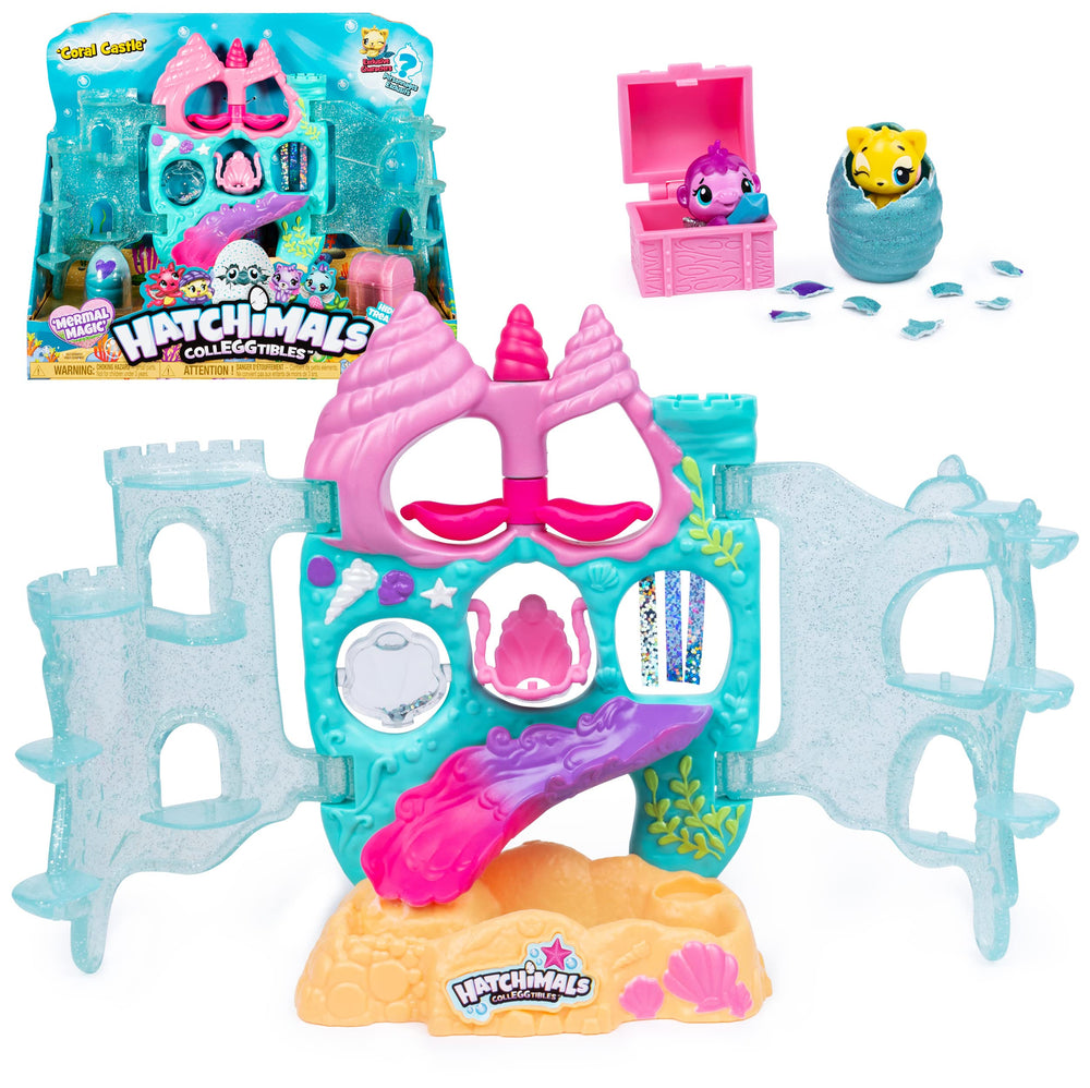 Hatchimals Coral Castle fold-open playset demonstrates quick setup and storage