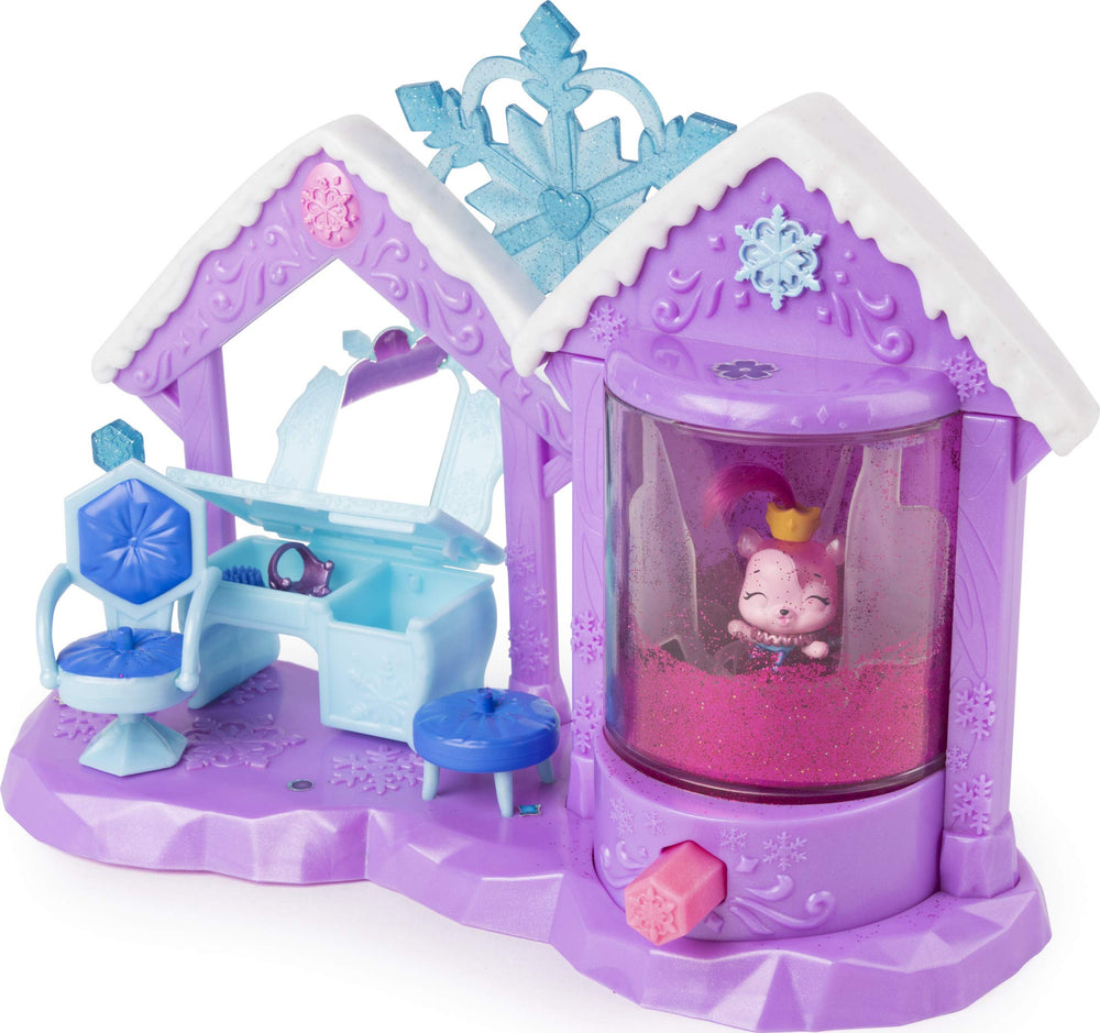 Hatchimals Glitter Salon Playset glitter stickers for extra customization.