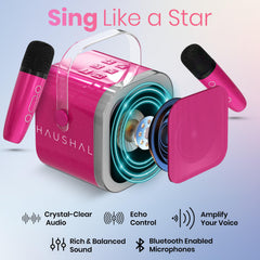 HAUSHALT dual wireless microphones enable duets and interactive play.