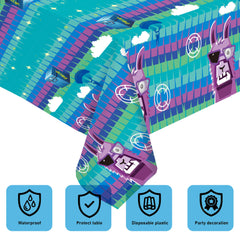 Vivid llama design with blue gear and clouds adds festive vibes.