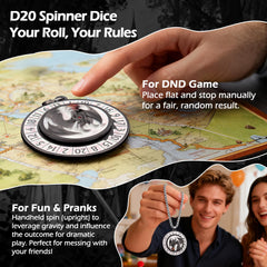 Haxtec D20 spinner artwork with dragon engraving for collectors