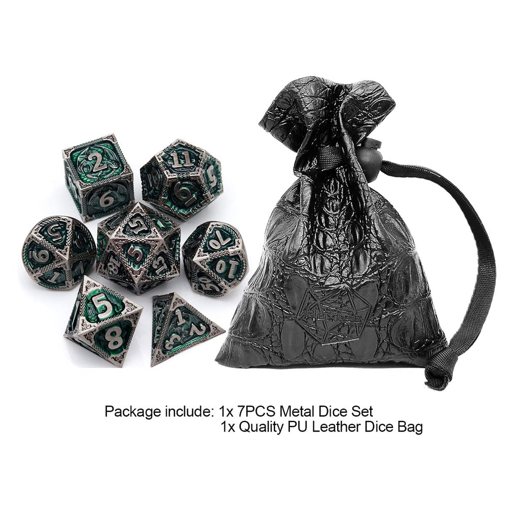 Haxtec dragon-scale engraving on zinc alloy dice enhances table presence