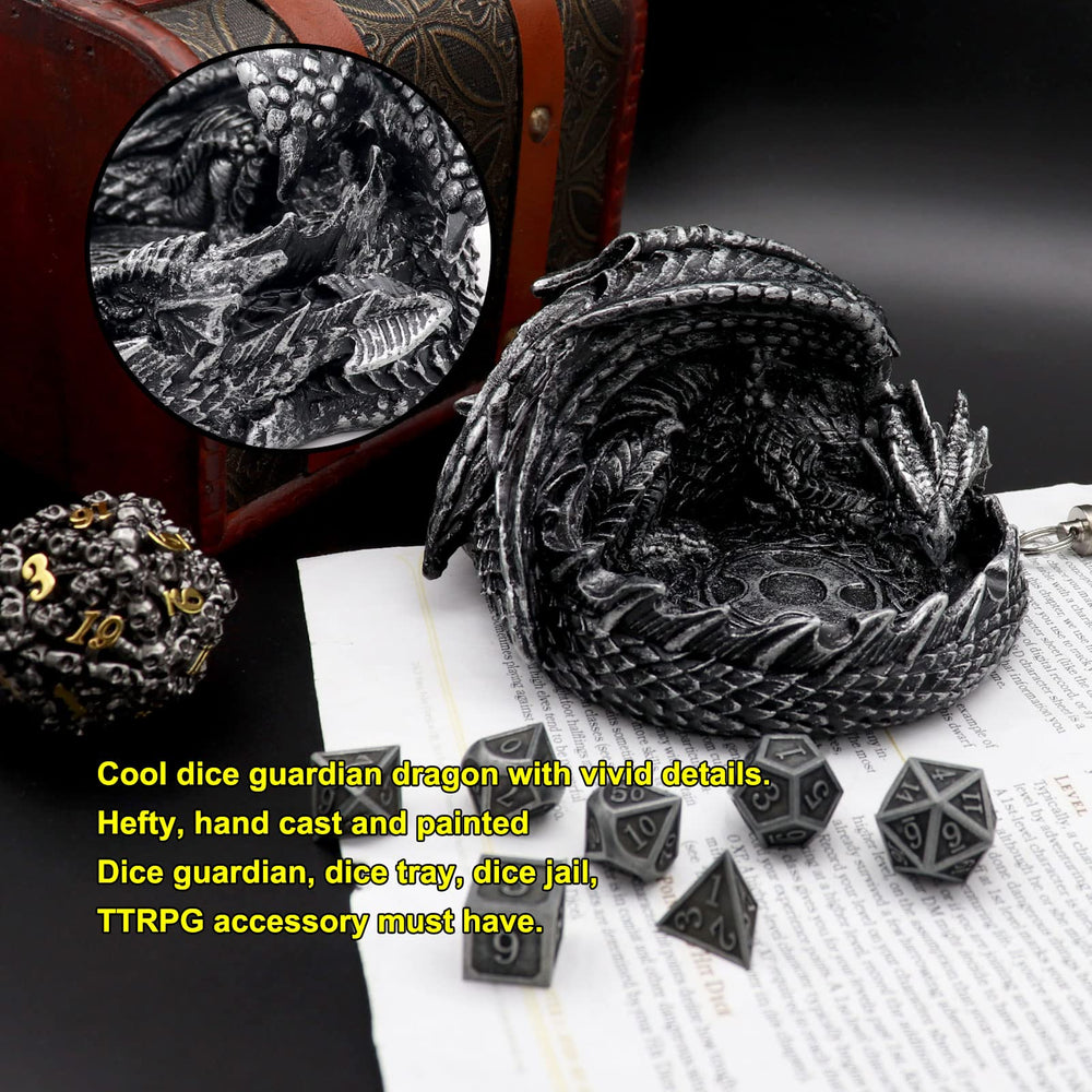Haxtec DND metal dice set includes seven polished dice for tabletop adventures.