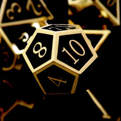 Haxtec DND metal dice set dorado y negro con D4 para viajes y coleccionismo