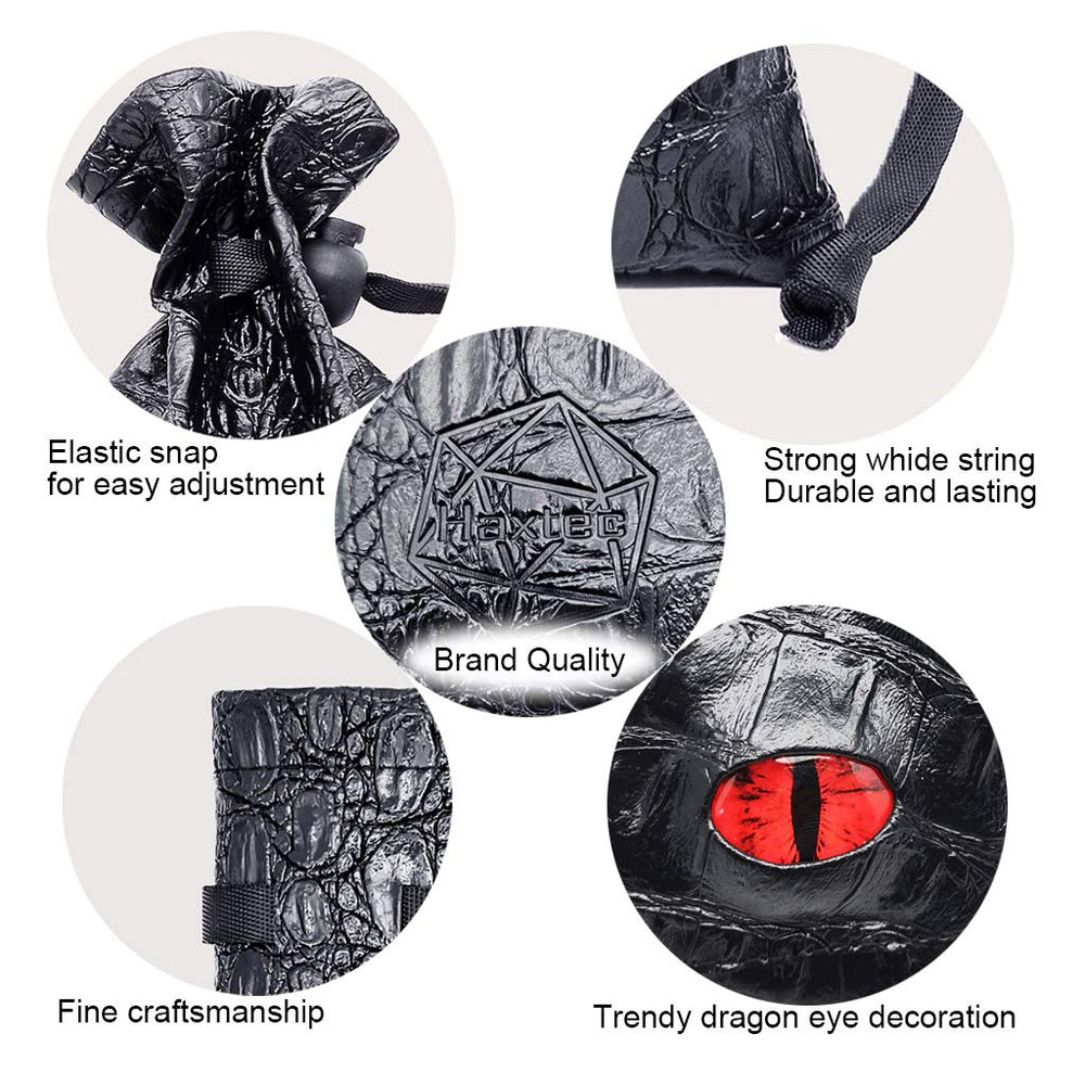 Haxtec dragon dice bag holds 3 to 6 dice sets for quick setup