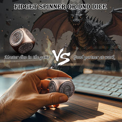 Haxtec brass dice in battle scene for dramatic D&D storytelling.
