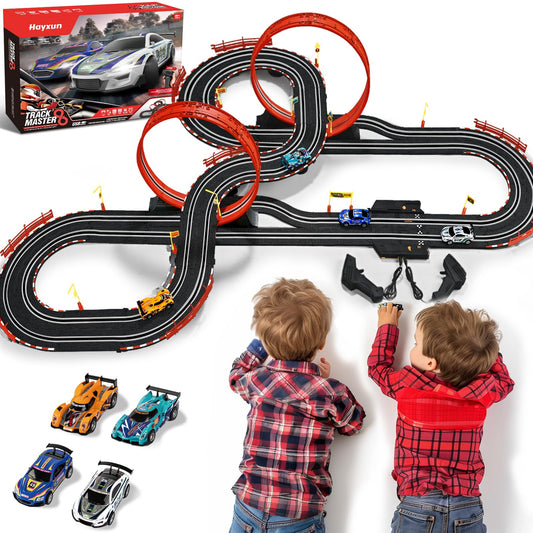 Hayxun 30 ft dual race track ready for high-speed two-player racing.