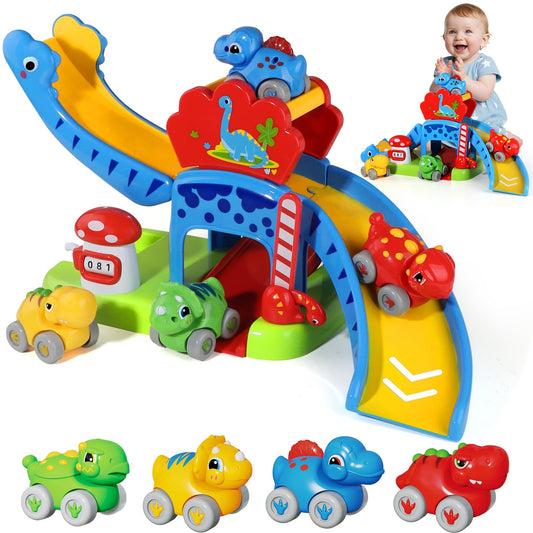 HAYXUN Dino Slide Set track and bridges for engaging toddler exploration and motor skills