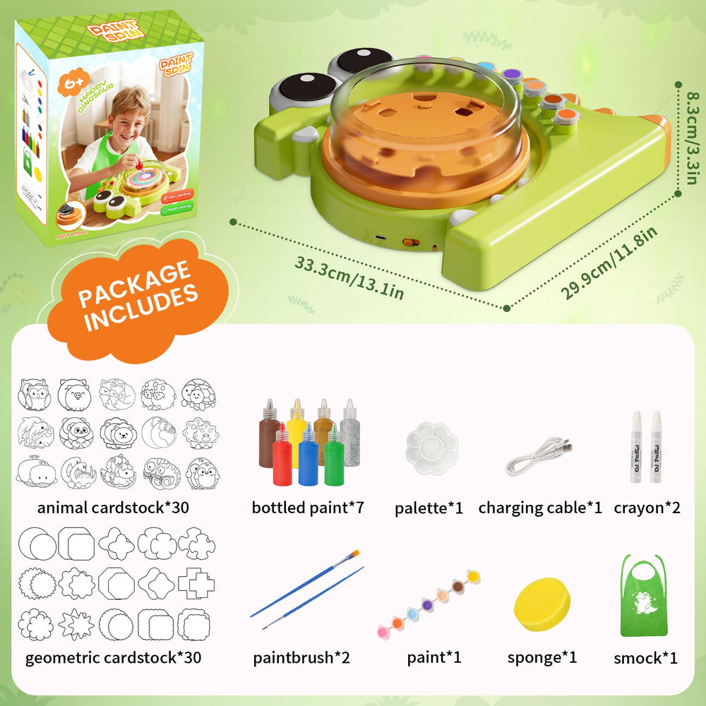 HAYXUN Dinosaur Spin Art Kit makes a great gift for kids ages 4–12