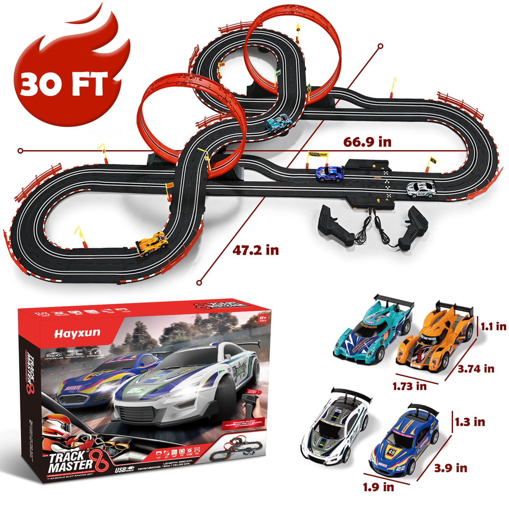 Hayxun gift-ready slot car set ideal for birthdays and holidays.