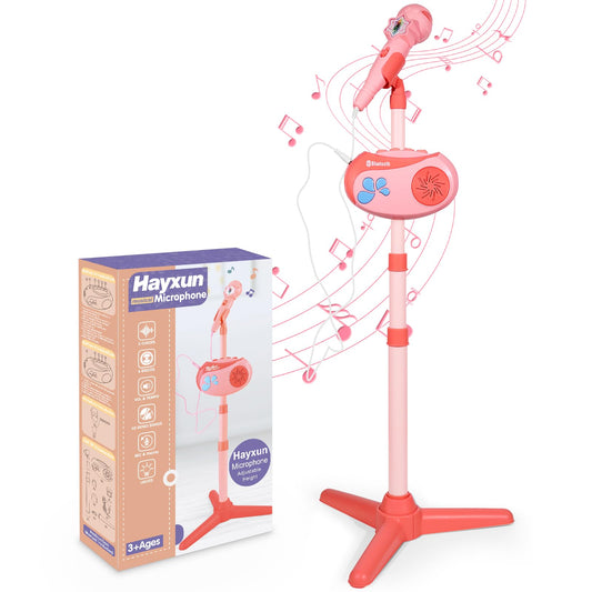HAYXUN kids Bluetooth karaoke machine with adjustable stand for growing performers