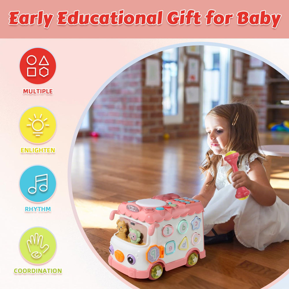 HAYXUN Montessori bus gears encourage cause-and-effect thinking during hands-on learning.