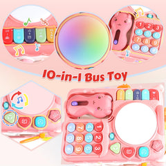 HAYXUN Montessori bus with musical buttons fosters sensory exploration and fine motor skills.
