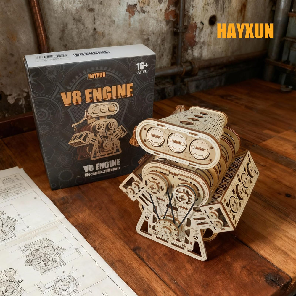 HayXUN V8 engine display model ready for desk or shelf
