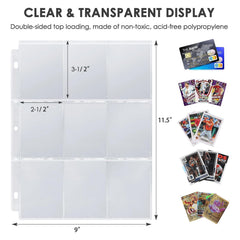 HBK Lorcana Binder interior with pockets holding up to 900 cards for easy sorting.