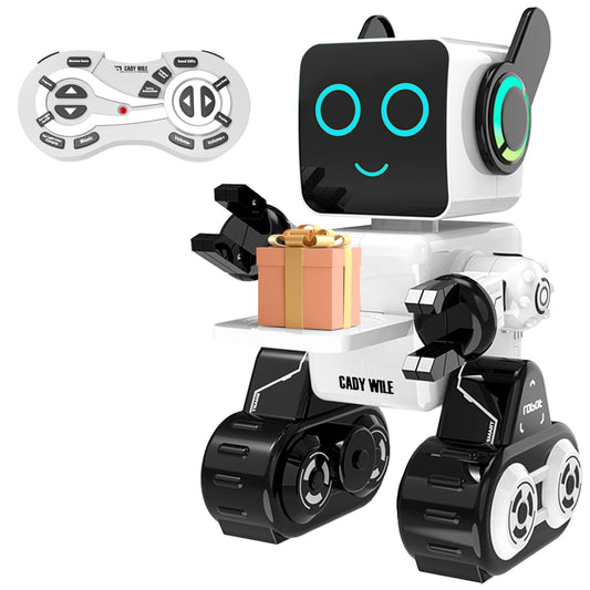 HBUDS rechargeable RC robot front view highlights kid-friendly design for creative play