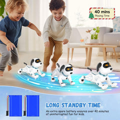 HBUDS robot dog battery packs powering extended play sessions.