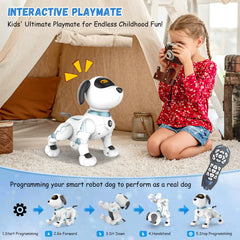 HBUDS robot dog with remote control showcasing command accuracy.
