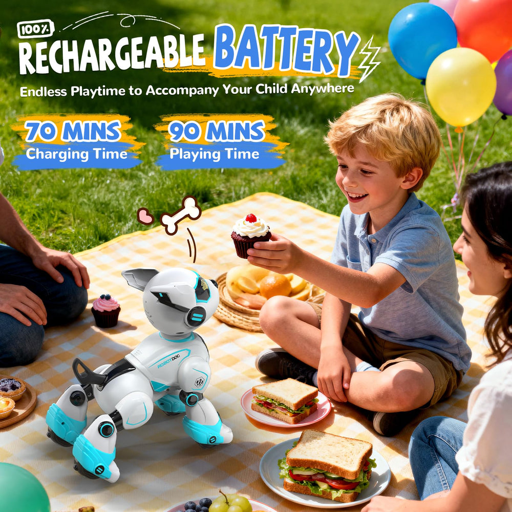 HBUDS robot dog bedtime story mode for calm wind-down