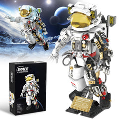 HBUDS Space Astronaut building set chrome helmet detail for immersive display.
