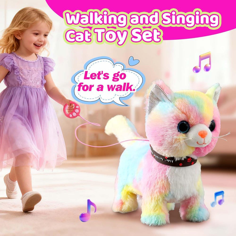 HCdoujoy animated plush robot kitty meows and sings for kids