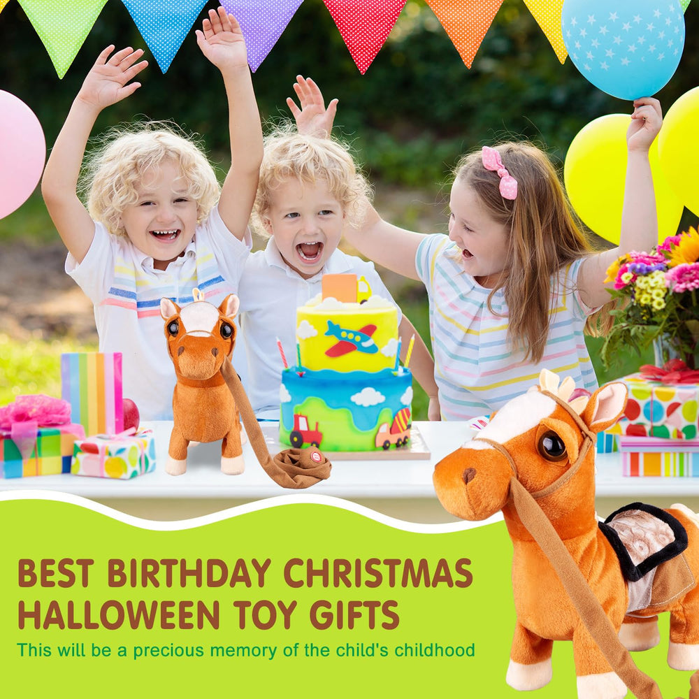 HCdoujoy brown pony easy battery access for kids