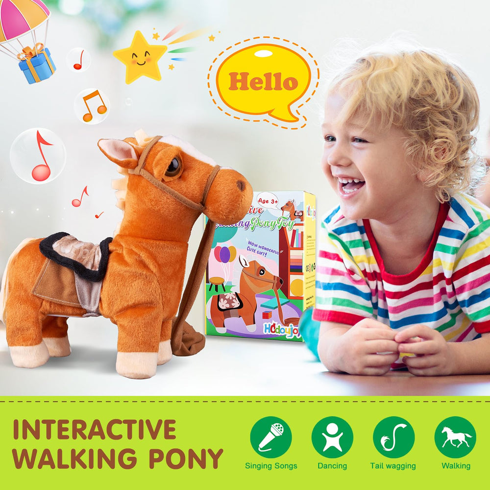 HCdoujoy brown pony dancing and singing for joyful playtime