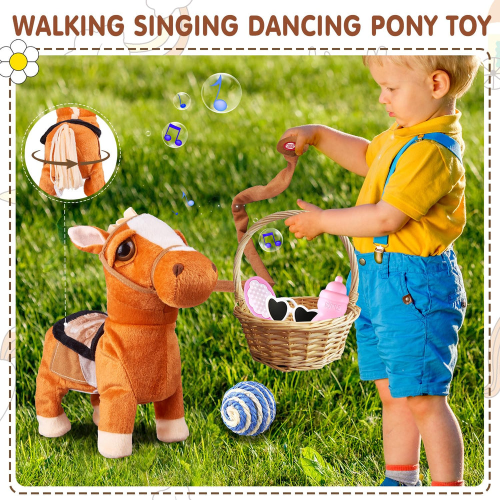 HCdoujoy brown pony realistic horse calls for pretend riding
