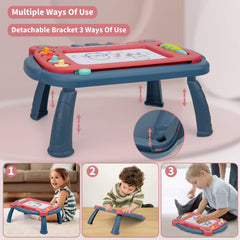 HCFJEH magnetic drawing board blue four-stamp patterns for creative play