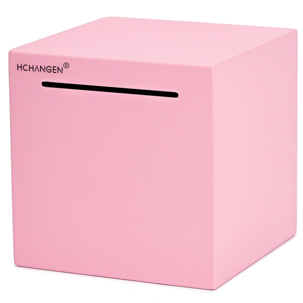 HCHANGEN pink stainless steel piggy bank with coin slot for disciplined savings